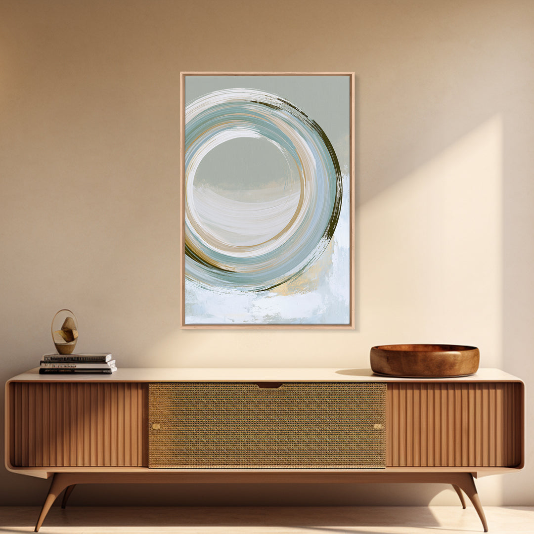 Minimal Zen Circle Brushstroke Framed Canvas Print, Spa Art, Feminine Wall Art, Spa Decor, Serenity, Hair Salon Wall Art, SPA-2x3-88
