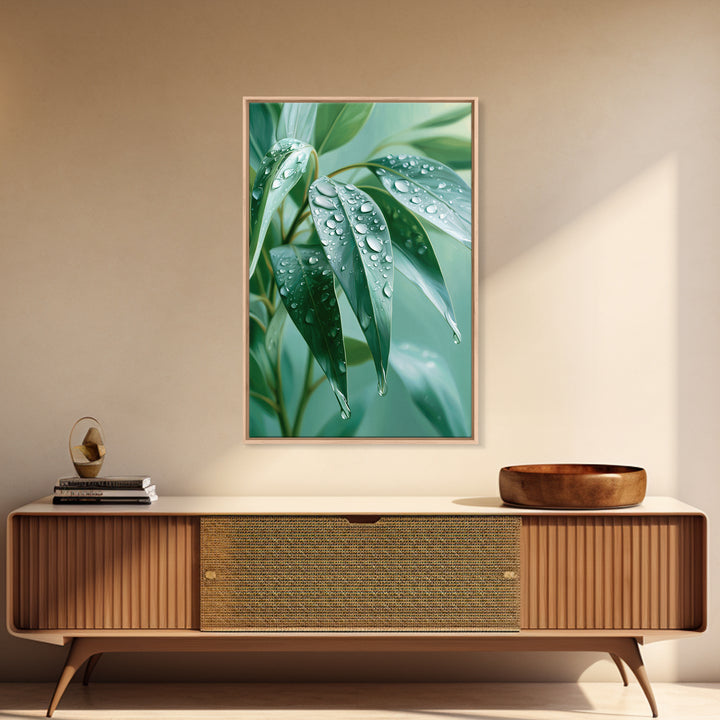 Rain on Leaves Canvas Print, Spa Art, Animal Art, Spa Decor, Fine Art, Serenity, Gallery Decor, Neutral Decor, Modern Decor, SPA-2x3-96