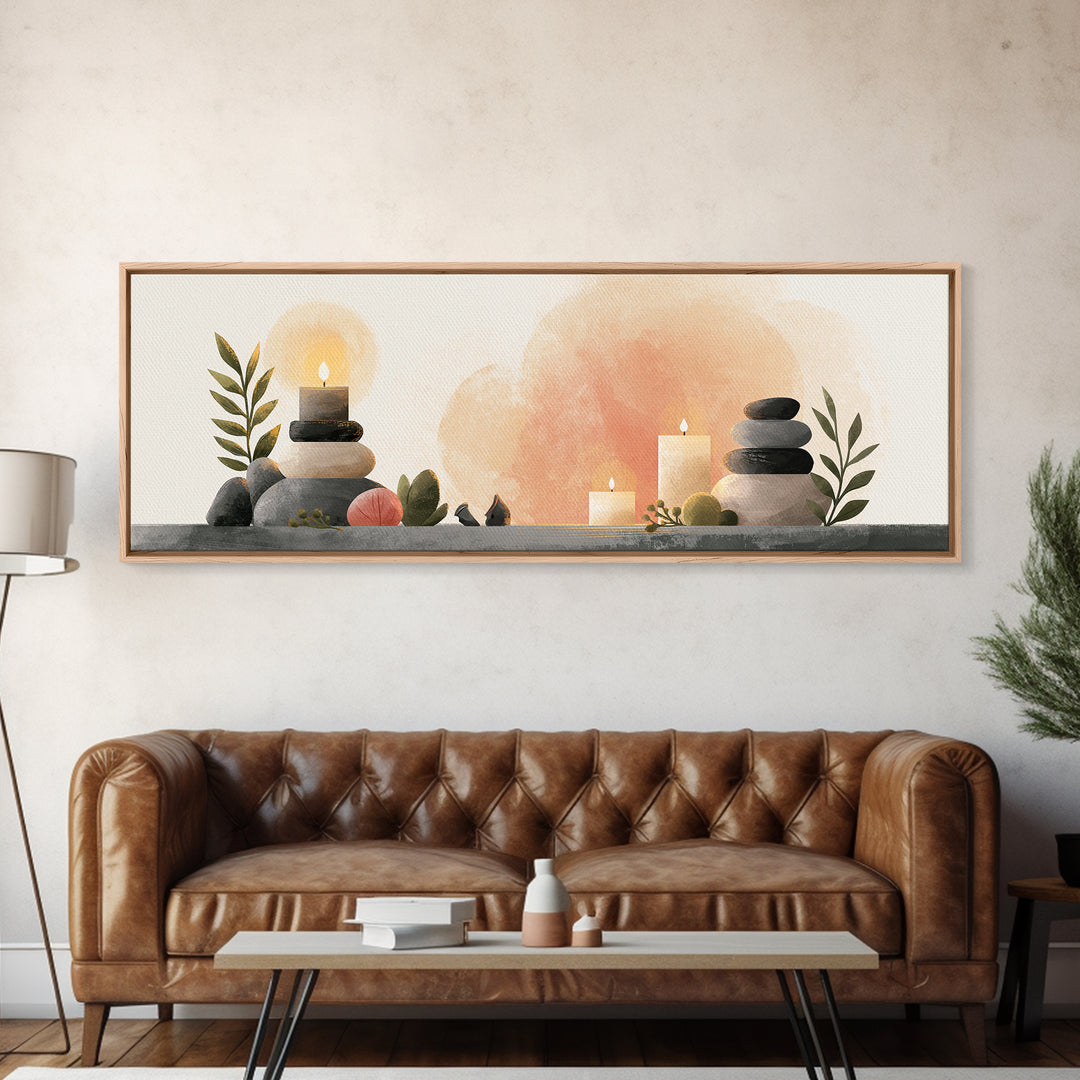 Warm Candle Flame Framed Canvas Print, Spa Art, Fashion Wall Art, Spa Decor, Fine Art, Serenity, Modern Decor, Fine Art Print, SPA-3x1-1