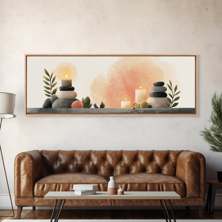 Warm Candle Flame Framed Canvas Print, Spa Art, Fashion Wall Art, Spa Decor, Fine Art, Serenity, Modern Decor, Fine Art Print, SPA-3x1-1