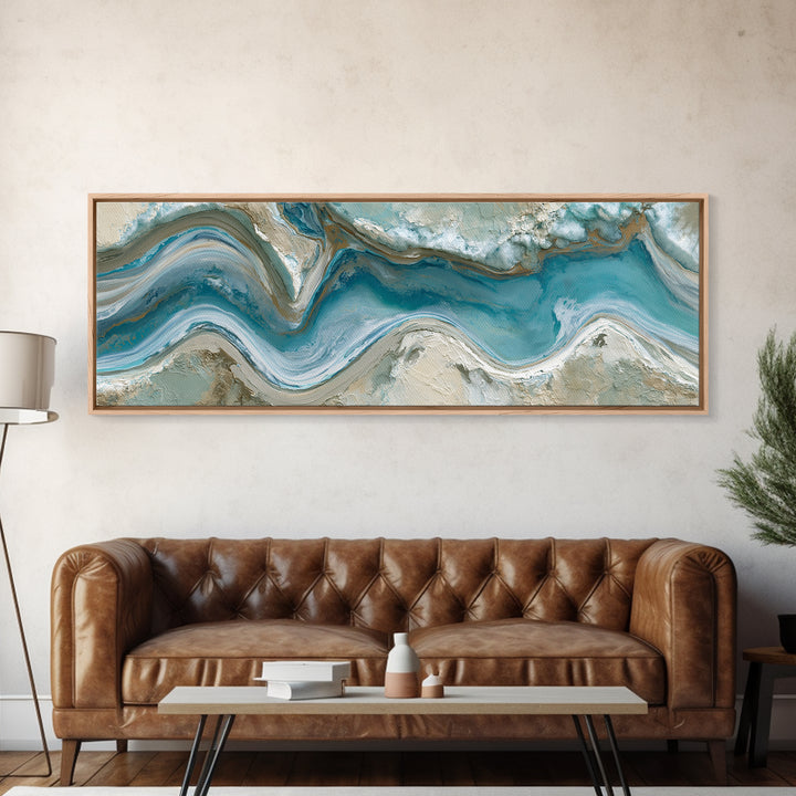 Blue Lagoon Water Seen from Above Framed Canvas Print, Spa Art, Teen Girl Room Decor, Spa Decor, Serenity, Luxury Decor, SPA-3x1-12