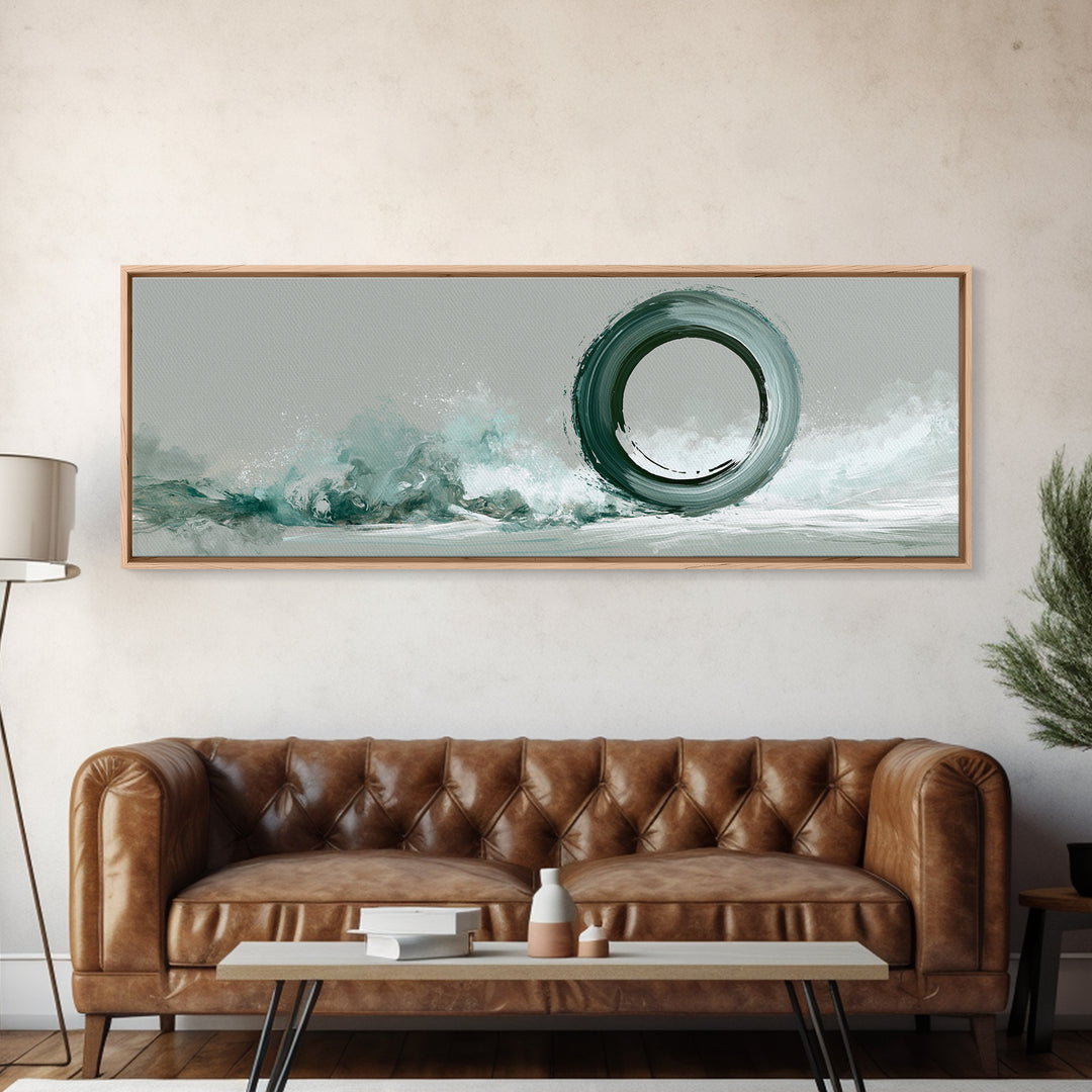 Minimal Zen Circle Brushstroke Canvas Print, Spa Art, Tarot Card Art, Spa Decor, Fine Art, Serenity, Textured Painting, SPA-3x1-24