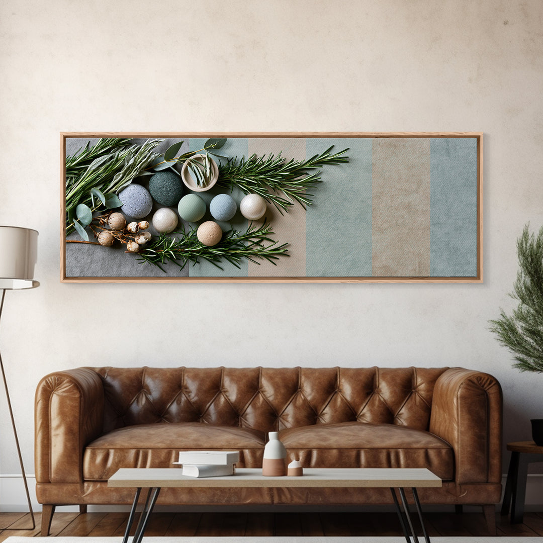 Botanical Herbal Arrangement Canvas Print, Spa Art, Printable Art, Spa Decor, Watercolor Art, Serenity, Fine Art Photography, SPA-3x1-30