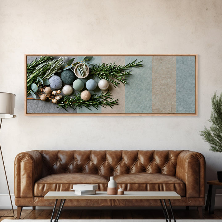 Botanical Herbal Arrangement Canvas Print, Spa Art, Printable Art, Spa Decor, Watercolor Art, Serenity, Fine Art Photography, SPA-3x1-30