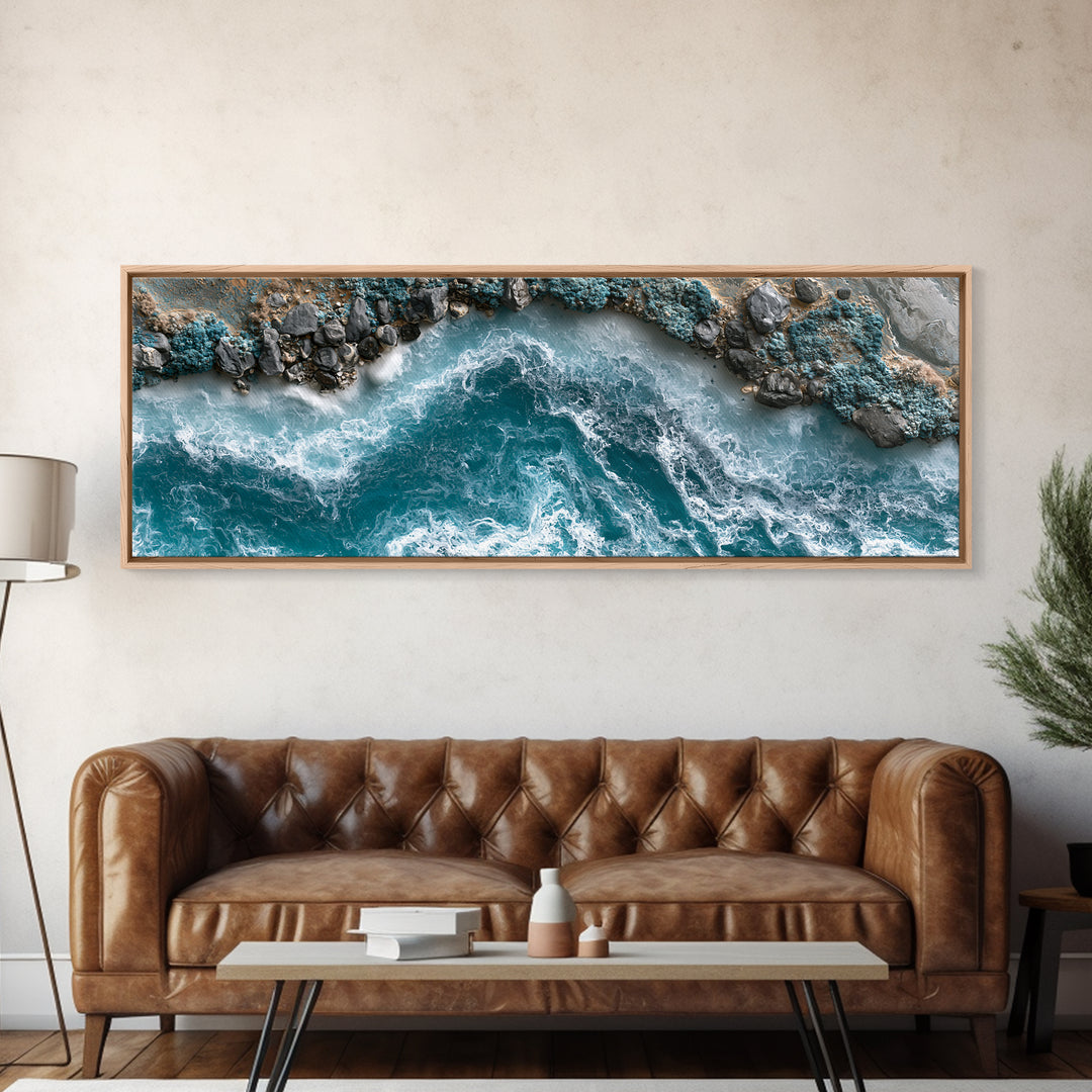 Blue Lagoon Water Seen from Above Canvas Print, Spa Art, Gallery Decor, Spa Decor, Fine Art, Serenity, Wall Art, Home Decor, SPA-3x1-36