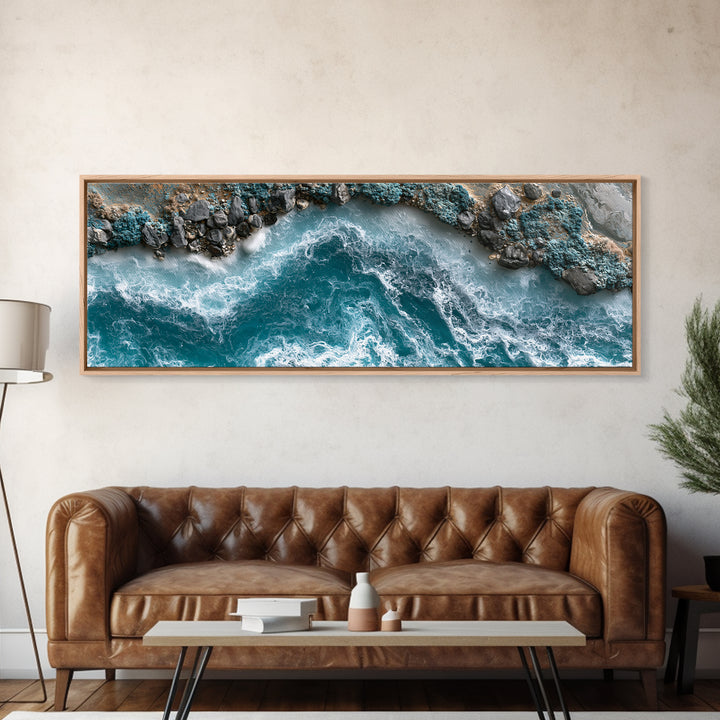 Blue Lagoon Water Seen from Above Canvas Print, Spa Art, Gallery Decor, Spa Decor, Fine Art, Serenity, Wall Art, Home Decor, SPA-3x1-36