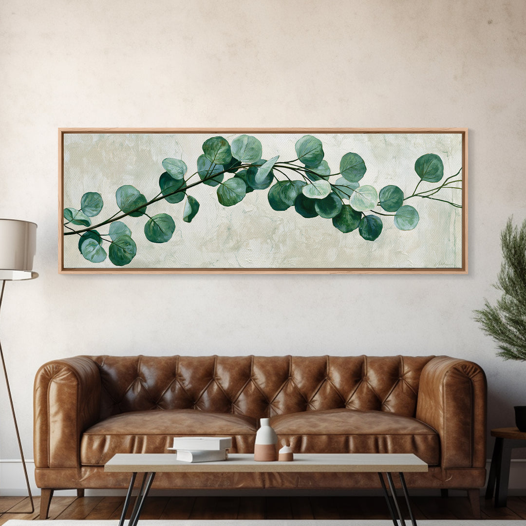 Eucalyptus Branch in Soft Green Watercolor Canvas Print, Spa Art, Wall Art Print, Spa Decor, Fine Art, Serenity, Animal Art, SPA-3x1-43