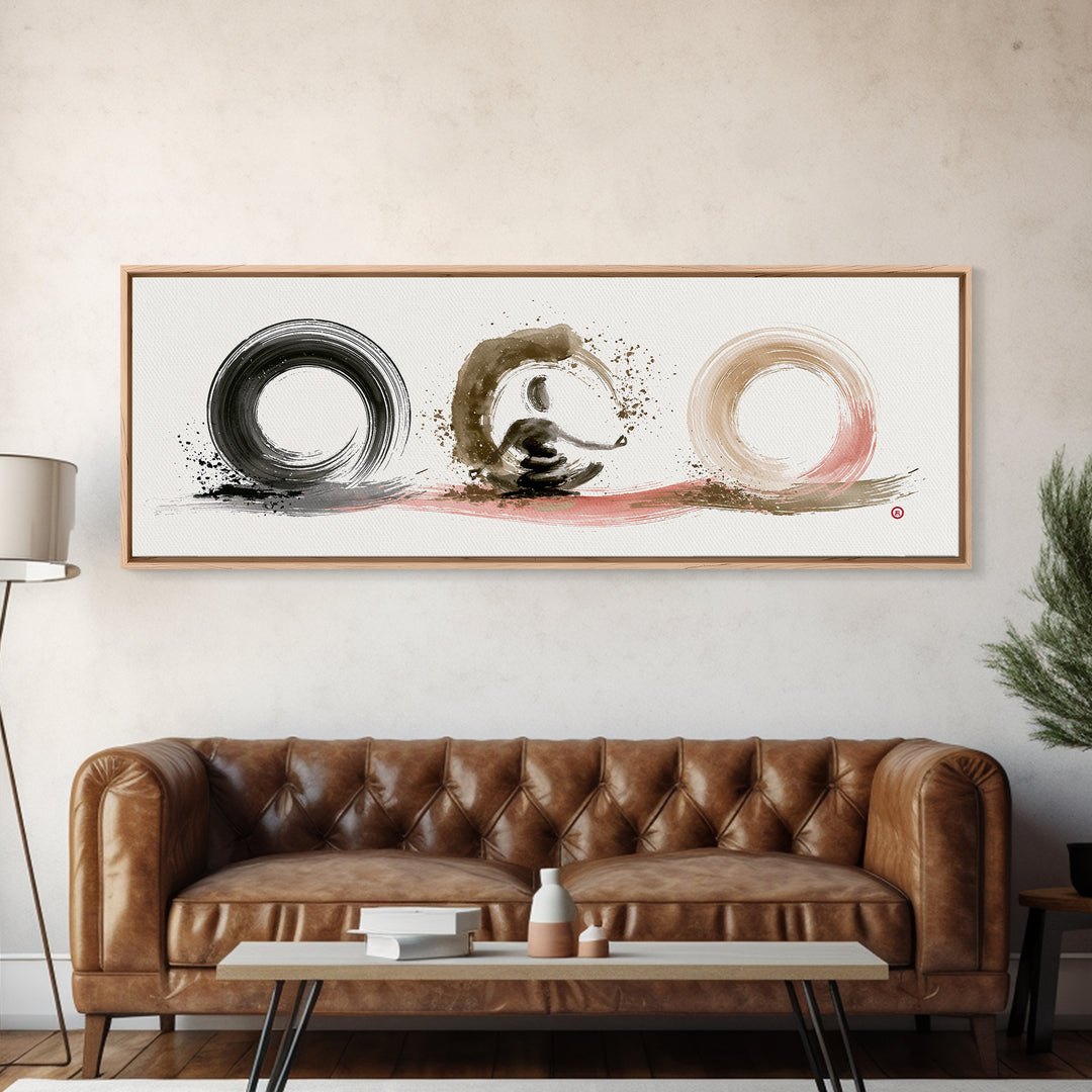 Minimal Zen Circle Brushstroke Canvas Print, Spa Art, Room Decor, Spa Decor, Fine Art, Serenity, Nature Prints, Travel Poster, SPA-3x1-48