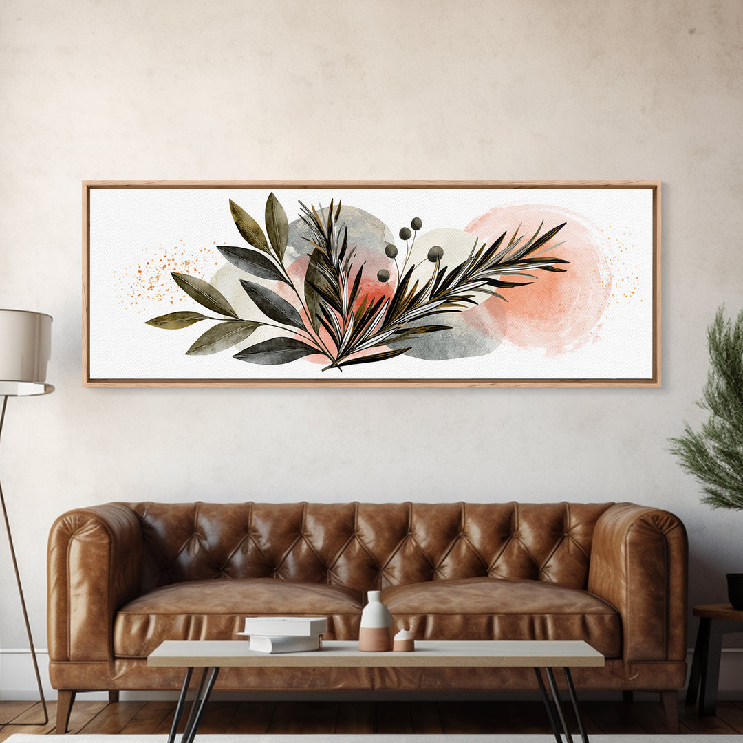Botanical Herbal Arrangement Canvas Print, Spa Art, Tarot Card Art, Spa Decor, Watercolor Art, Serenity, Textured Painting, SPA-3x1-54
