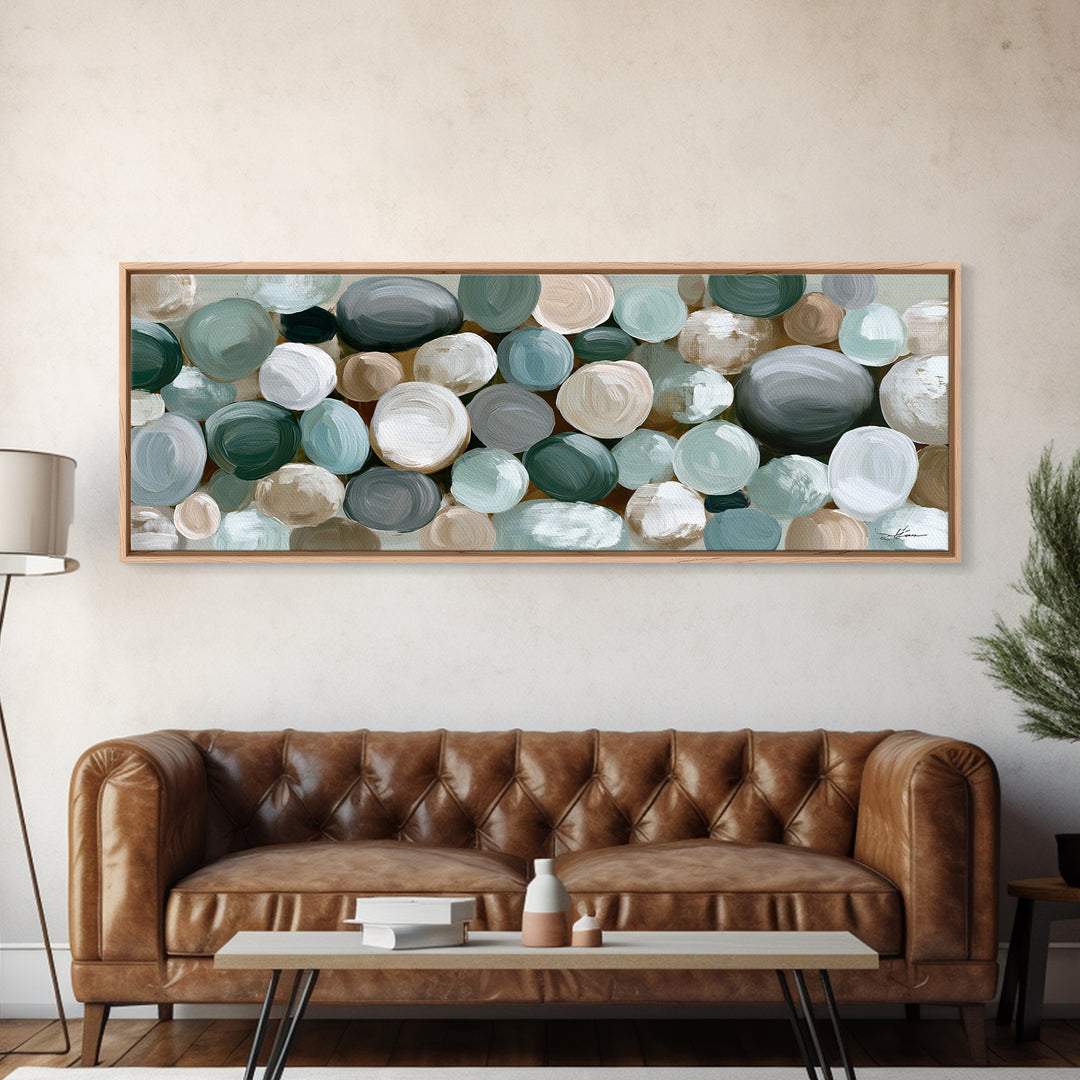 Pebble Texture Abstract Framed Canvas Print, Spa Art, Wall Decor, Spa Decor, Serenity, Minimalist Art, Feminine Wall Art, SPA-3x1-55