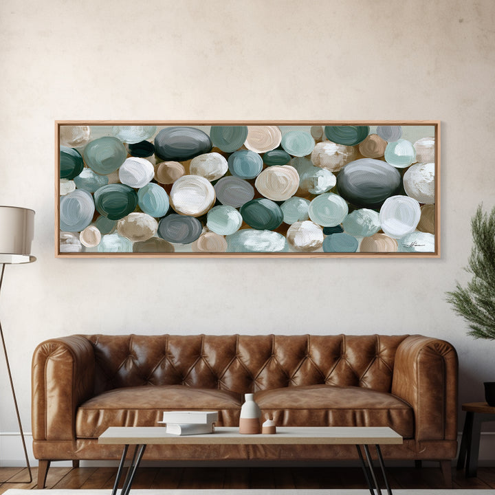 Pebble Texture Abstract Framed Canvas Print, Spa Art, Wall Decor, Spa Decor, Serenity, Minimalist Art, Feminine Wall Art, SPA-3x1-55