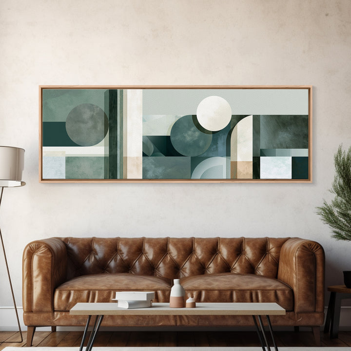 Sage and Ivory Geometric Calm Composition Canvas Print, Spa Art, Hair Salon Wall Art, Spa Decor, Abstract Art, Serenity, SPA-3x1-61