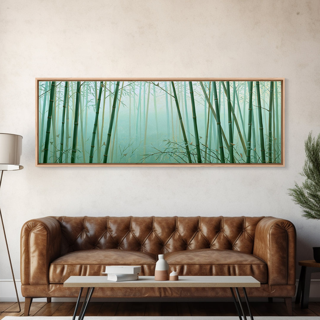 Misty Bamboo Forest Framed Canvas Print, Spa Art, Gallery Decor, Spa Decor, Fine Art, Serenity, Wall Art, Home Decor, SPA-3x1-69