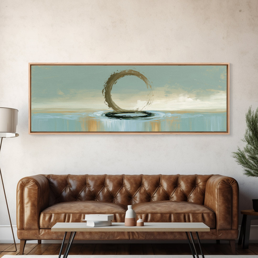 Minimal Zen Circle Brushstroke Framed Canvas Print, Spa Art, Art, Spa Decor, Fine Art, Serenity, Abstract Print, Minimalist Art, SPA-3x1-72