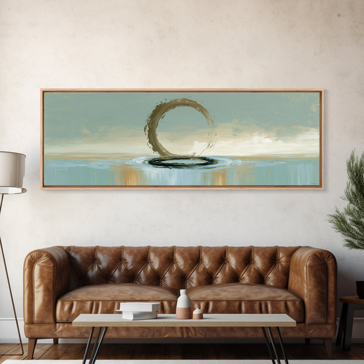 Minimal Zen Circle Brushstroke Framed Canvas Print, Spa Art, Art, Spa Decor, Fine Art, Serenity, Abstract Print, Minimalist Art, SPA-3x1-72