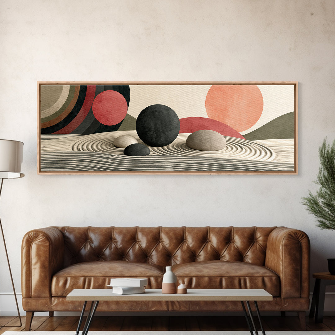 Sand Garden Lines Canvas Print, Spa Art, Wall Decor, Spa Decor, Oil Painting, Serenity, Minimalist Art, Feminine Wall Art, SPA-3x1-76