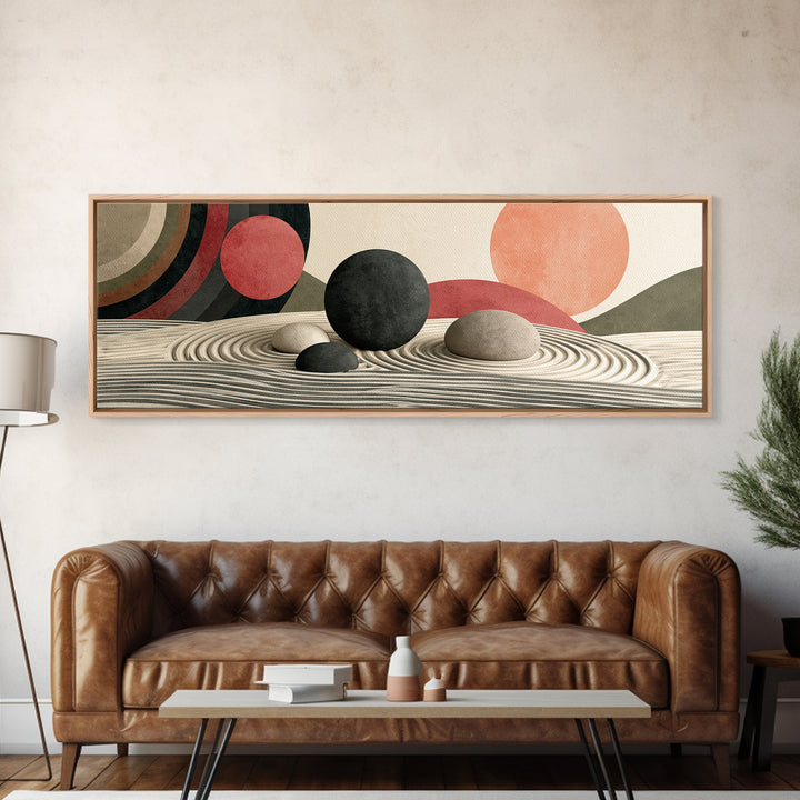 Sand Garden Lines Canvas Print, Spa Art, Wall Decor, Spa Decor, Oil Painting, Serenity, Minimalist Art, Feminine Wall Art, SPA-3x1-76