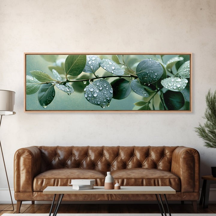 Rain on Leaves Canvas Print, Spa Art, Printable Wall Art, Spa Decor, Serenity, Feminine Wall Art, Fine Art Photography, SPA-3x1-80
