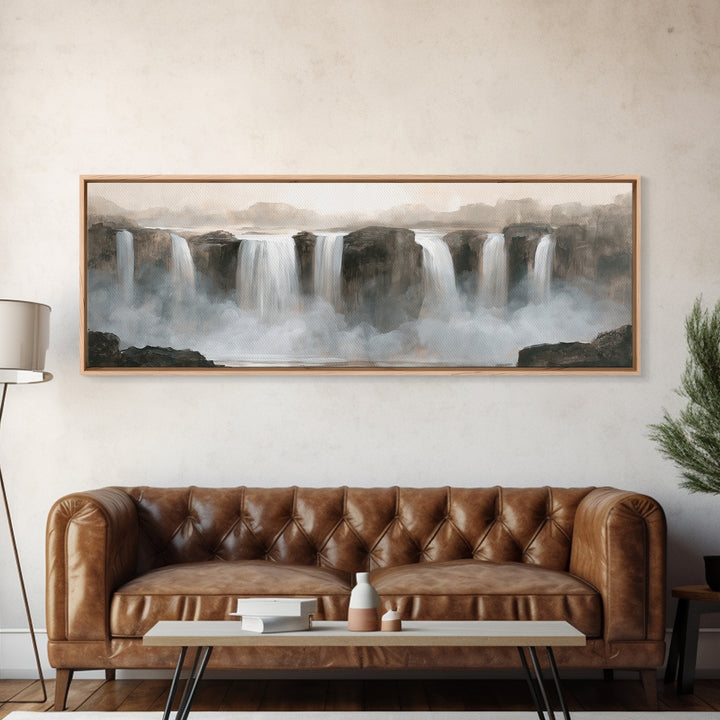Serene Waterfall with Mist Framed Canvas Print, Spa Art, Fine Art Photography, Spa Decor, Fine Art, Serenity, Wildlife Wall Art, SPA-3x1-82