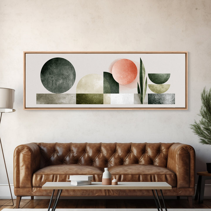 Sage and Ivory Geometric Calm Composition Canvas Print, Spa Art, Hair Salon Wall Art, Spa Decor, Abstract Art, Serenity, SPA-3x1-85