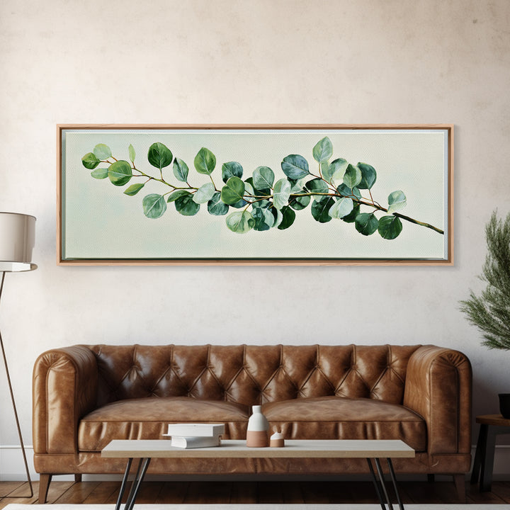 Eucalyptus Branch in Soft Green Watercolor Canvas Print, Spa Art, Wall Art Print, Spa Decor, Fine Art, Serenity, Animal Art, SPA-3x1-91