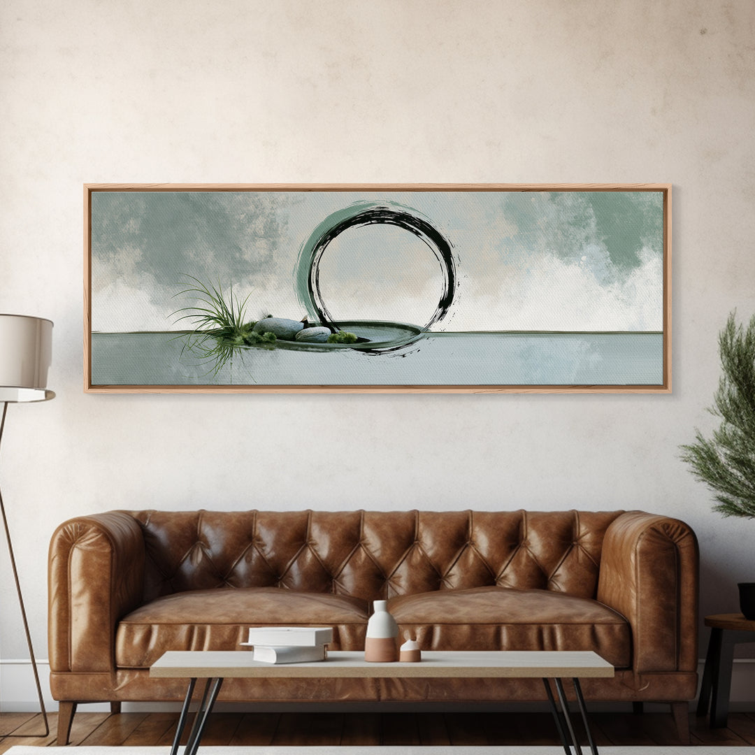 Minimal Zen Circle Brushstroke Canvas Print, Spa Art, Room Decor, Spa Decor, Fine Art, Serenity, Nature Prints, Travel Poster, SPA-3x1-96