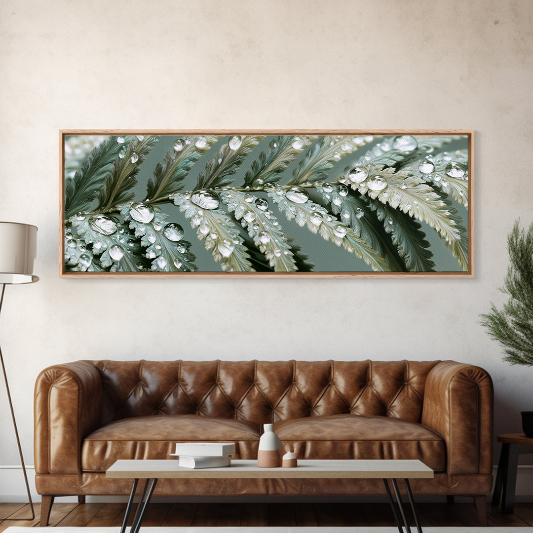 Fern Leaf Closeup Framed Canvas Print, Spa Art, Botanical Art, Spa Decor, Oil Painting, Serenity, Fashion Wall Art, SPA-3x1-99