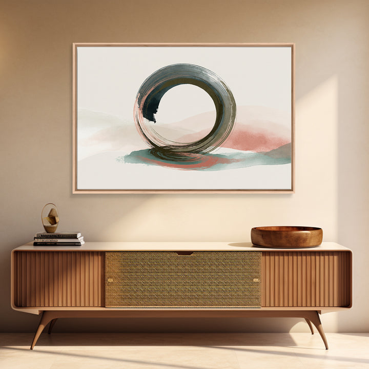 Minimal Zen Circle Brushstroke Framed Canvas Print, Spa Art, Tarot Card Art, Spa Decor, Fine Art, Serenity, Textured Painting, SPA-3x2-36