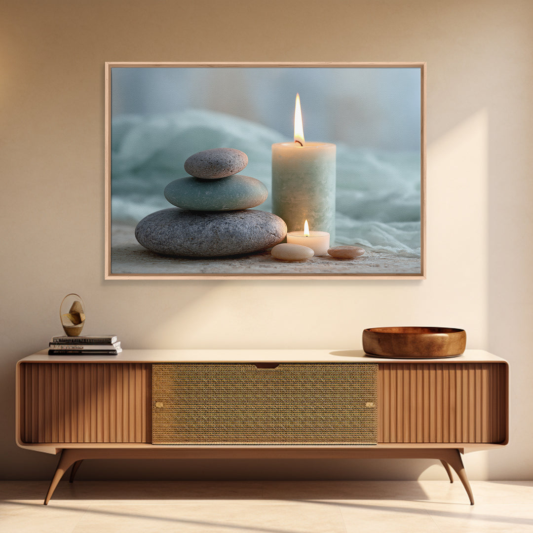 Warm Candle Flame Canvas Print, Spa Art, Hair Salon Wall Art, Spa Decor, Oil Painting, Serenity, Minimalist Decor, SPA-3x2-37
