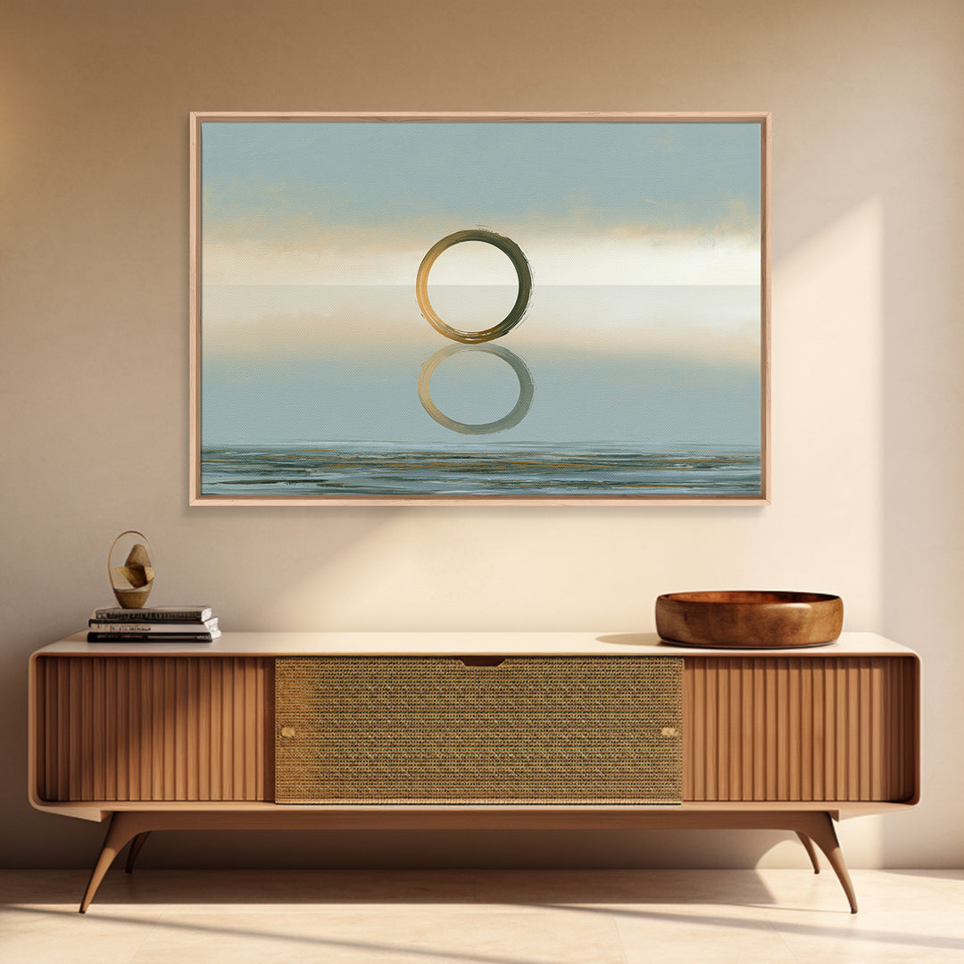 Minimal Zen Circle Brushstroke Framed Canvas Print, Spa Art, Room Decor, Spa Decor, Fine Art, Serenity, Nature Prints, SPA-3x2-60