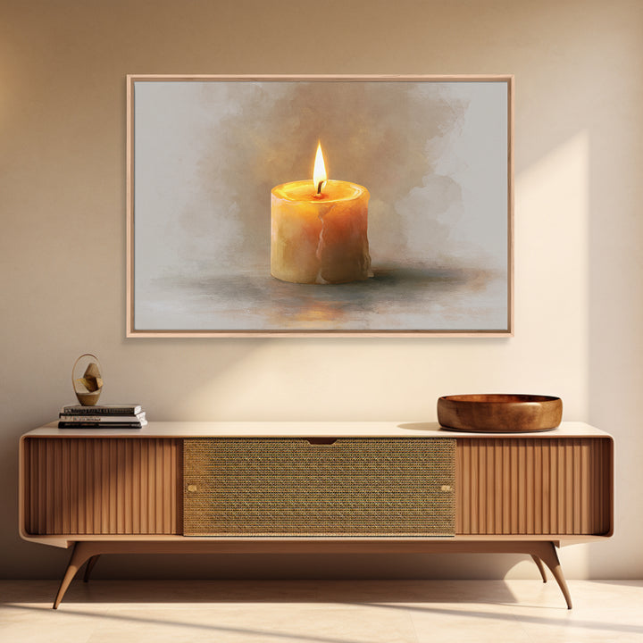 Warm Candle Flame Canvas Print, Spa Art, Hair Salon Wall Art, Spa Decor, Oil Painting, Serenity, Minimalist Decor, SPA-3x2-61