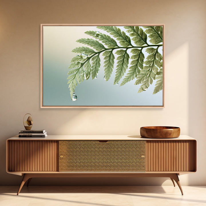 Fern Leaf Closeup Framed Canvas Print, Spa Art, Salon Decor, Spa Decor, Oil Painting, Serenity, Statement Artwork, Boho Decor, SPA-3x2-63