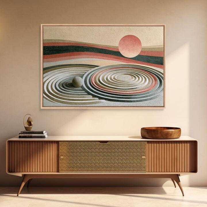 Sand Garden Lines Framed Canvas Print, Spa Art, Textured Painting, Spa Decor, Fine Art, Serenity, Travel Poster, Abstract, SPA-3x2-64