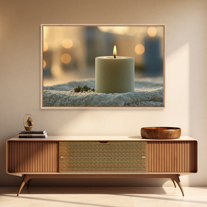Warm Candle Flame Framed Canvas Print, Spa Art, Statement Artwork, Spa Decor, Fine Art, Serenity, Printable Wall Art, SPA-3x2-85