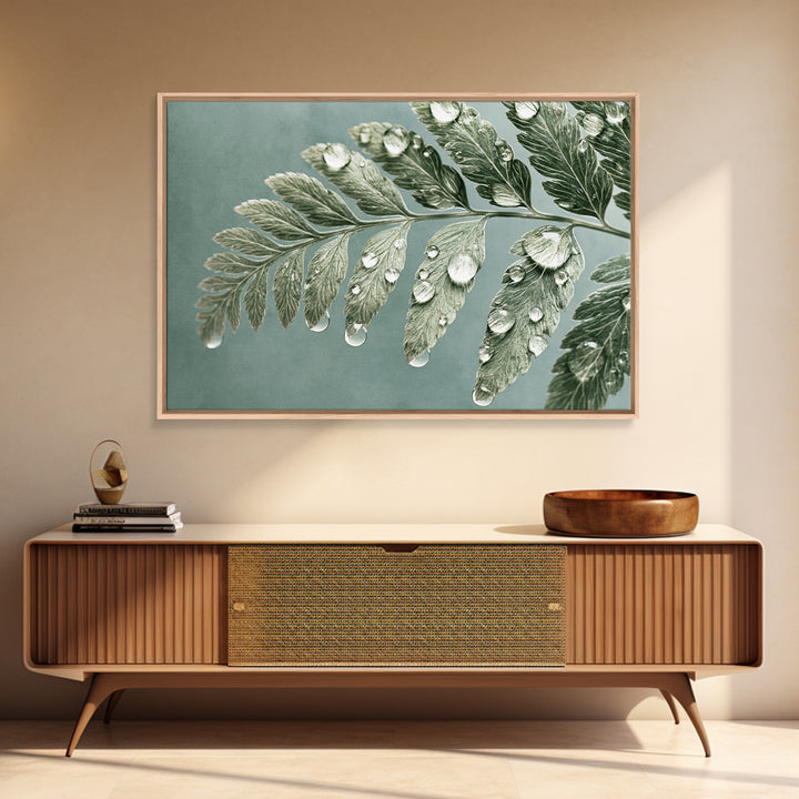 Fern Leaf Closeup Framed Canvas Print, Spa Art, Art, Spa Decor, Serenity, Abstract Print, Minimalist Art, Feminine Wall Art, SPA-3x2-87