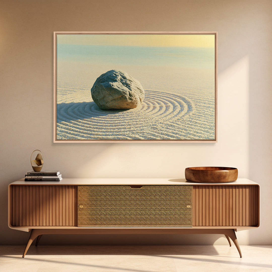 Sand Garden Lines Canvas Print, Spa Art, Wall Decor, Spa Decor, Oil Painting, Serenity, Minimalist Art, Feminine Wall Art, SPA-3x2-88