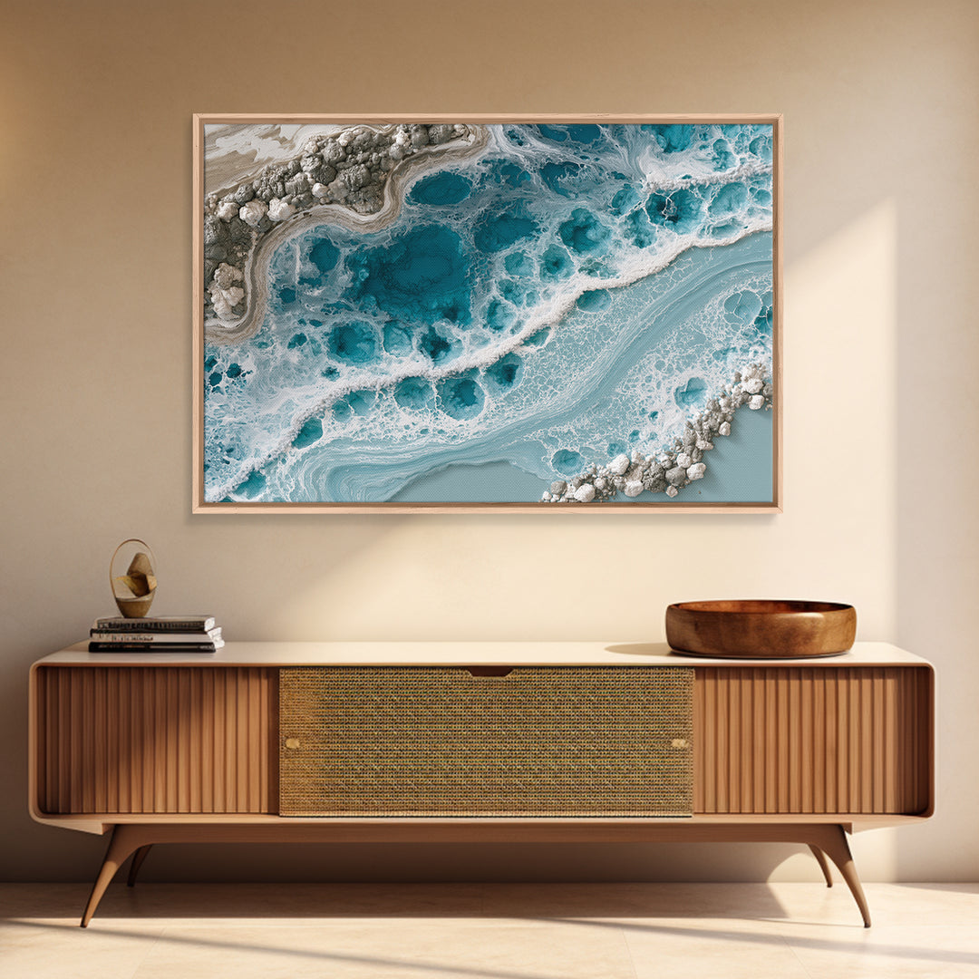 Blue Lagoon Water Seen from Above Framed Canvas Print, Spa Art, Printable Art, Spa Decor, Serenity, Fine Art Photography, SPA-3x2-96
