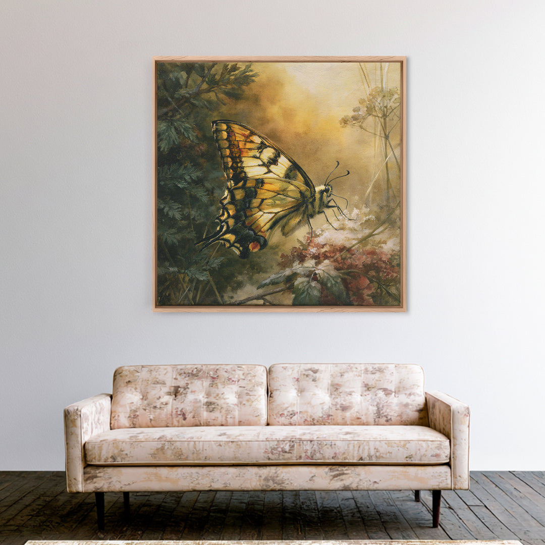 Butterfly Transformation Scene Framed Canvas Print, Spiritual Art, Boho Decor, Living Room Decor, Fine Art, Spirit, Art Prints, SPI-1x1-63