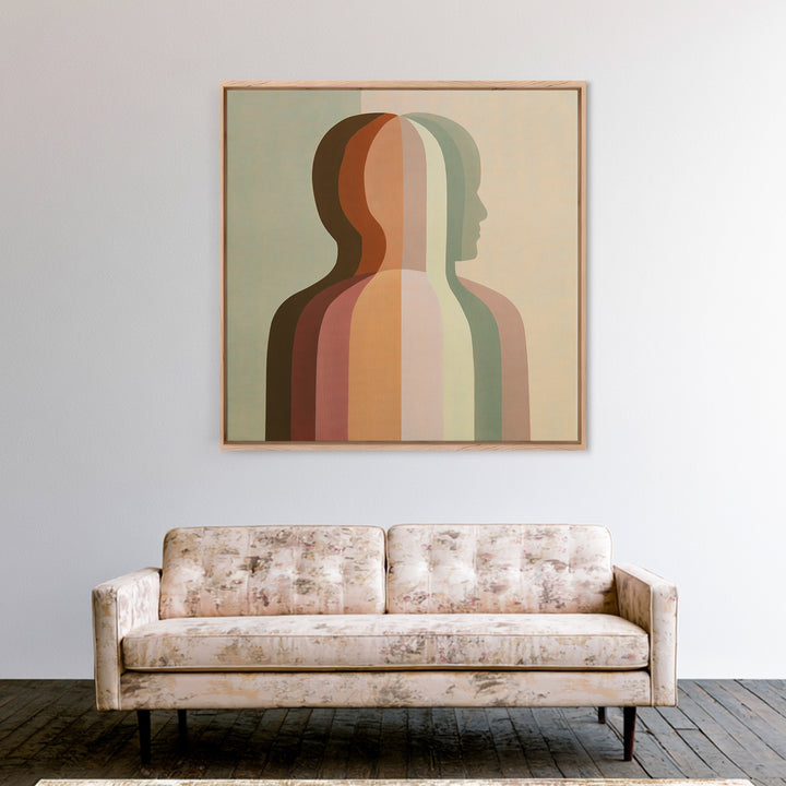 Chakra Inspired Figure in Soft Colors Framed Canvas Print, Spiritual Art, Black Art, Living Room Decor, Fine Art, Spirit, SPI-1x1-7