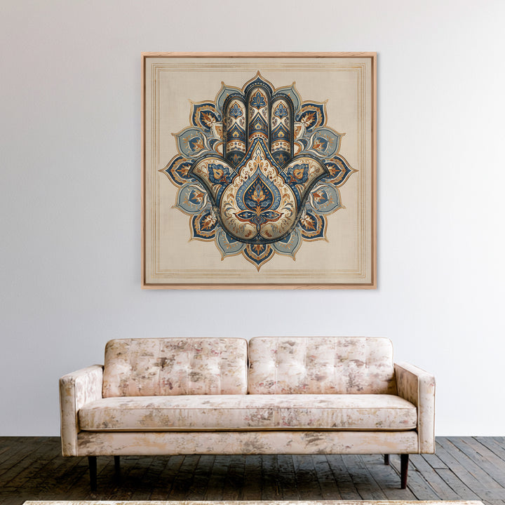 Protective Hand Motif Framed Canvas Print, Spiritual Art, Neutral Decor, Living Room Decor, Fine Art, Spirit, Wall Decor, SPI-1x1-71