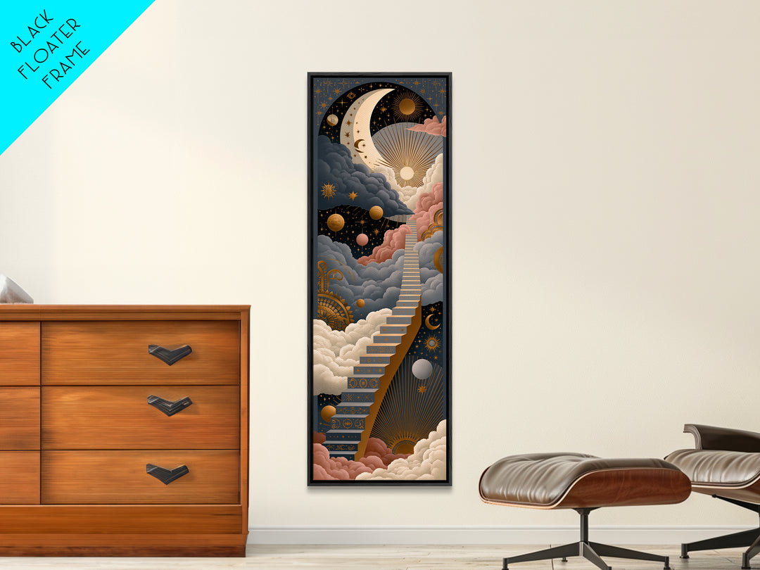 Celestial Staircase Through Clouds Canvas Print, Spiritual Art, Digital Print, Living Room Decor, Spirit, Kids Room Art, SPI-1x3-77