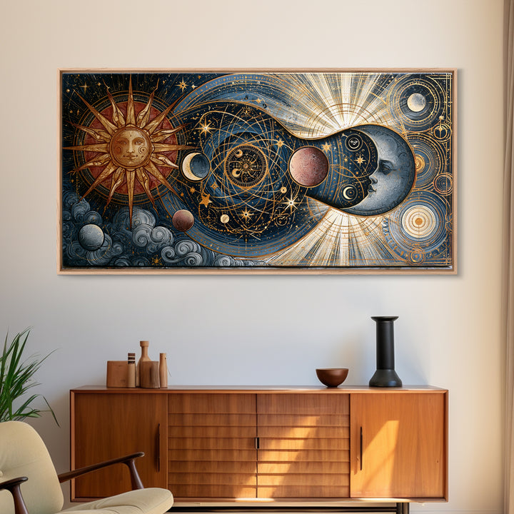 Sun and Moon Spiritual Balance Composition Canvas Print, Spiritual Art, Art Prints, Living Room Decor, Fine Art, Spirit, SPI-2x1-52