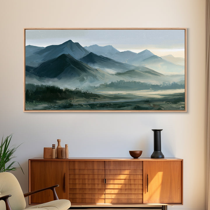 Mountain Sunrise as Awakening Symbol Canvas Print, Spiritual Art, Gallery Decor, Living Room Decor, Oil Painting, Spirit, SPI-2x1-89