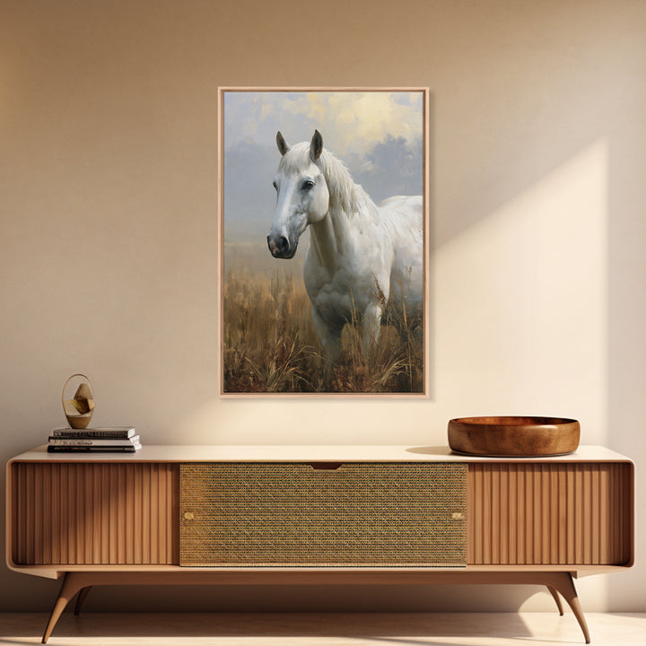 White Horse in Misty Sacred Landscape Canvas Print, Spiritual Art, Printable Art, Living Room Decor, Fine Art, Spirit, SPI-2x3-66