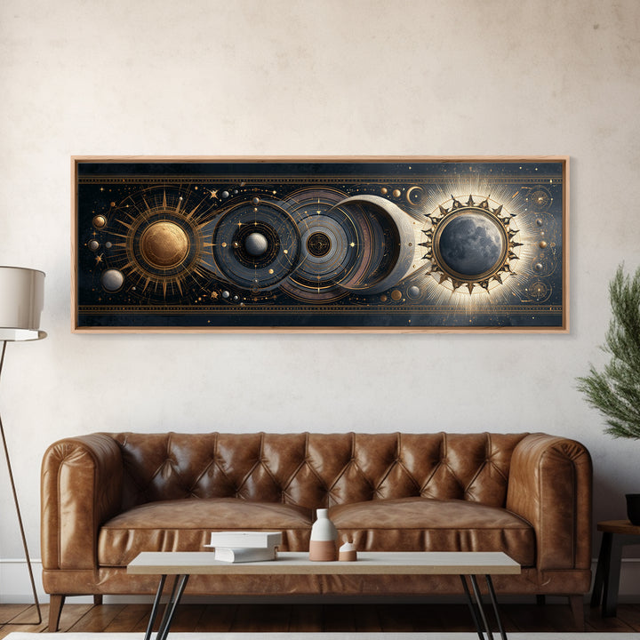 Sun and Moon Spiritual Balance Composition Canvas Print, Spiritual Art, Wallart, Living Room Decor, Fine Art, Spirit, SPI-3x1-96