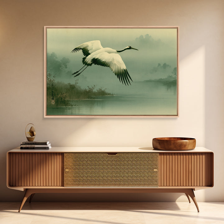 White Crane Flying Canvas Print, Spiritual Art, Fine Art Print, Living Room Decor, Fine Art, Spirit, Digital Prints, Art Prints, SPI-3x2-4
