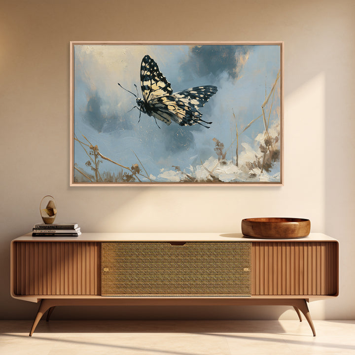 Butterfly Transformation Scene Canvas Print, Spiritual Art, Minimalist Wall Art, Living Room Decor, Abstract Art, Spirit, SPI-3x2-43