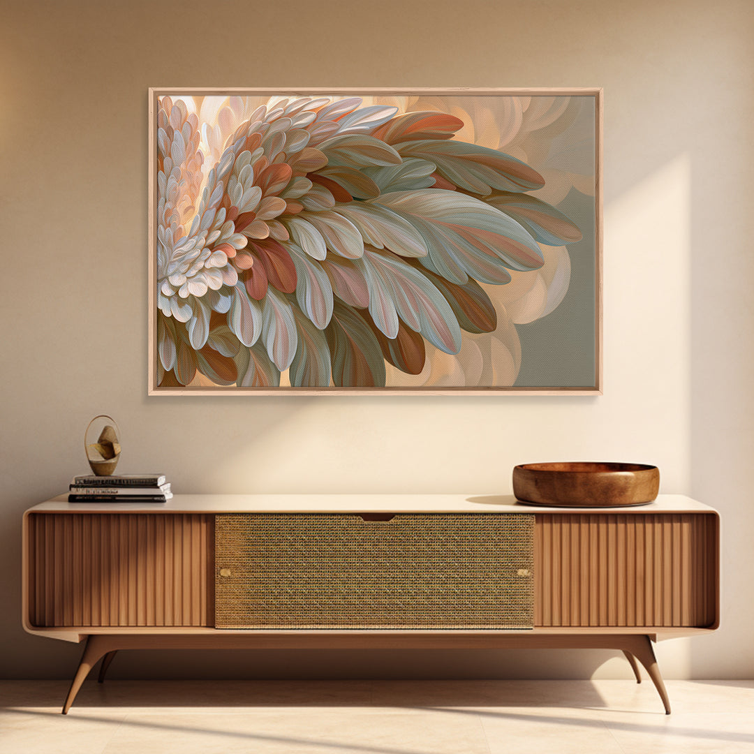 Angel Wings Emerging from Warm Light Framed Canvas Print, Spiritual Art, Christian Wall Art, Living Room Decor, Spirit, SPI-3x2-77