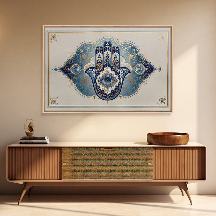 Protective Hand Motif Framed Canvas Print, Spiritual Art, Boho Decor, Living Room Decor, Fine Art, Spirit, Art Prints, SPI-3x2-99