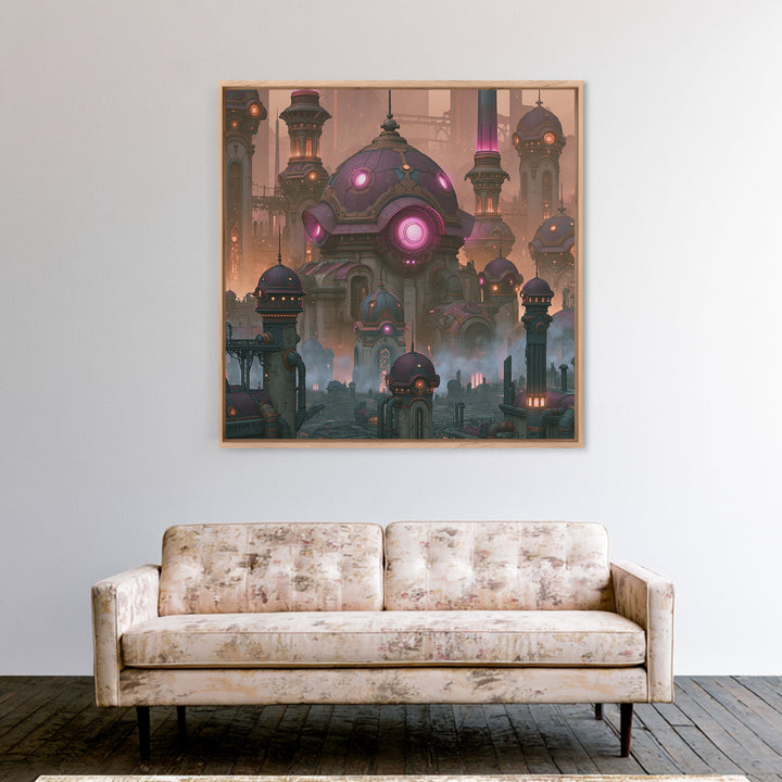 Steam Powered City Skyline Canvas Print, Steampunk Art, Luxury Decor, Living Room Decor, Abstract Art, Mechanic, STE-1x1-45